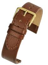 R614S Watch Straps Leather Brown Stitched Buffalo Gain - Watch Straps/Budget Straps