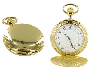 PWF16 Pocket Watch Full Hunter Gold Colour Quartz White Dial - Engravable & Gifts/Gifts