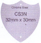 CS3N 32mm x 30mm Annual Shields Chrome Steel (pre-drilled for pins) - Engravable & Gifts/Engraving Plates