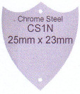 CS1N 25mm x 23mm Annual Shields Chrome Steel (pre-drilled for pins) - Engravable & Gifts/Engraving Plates