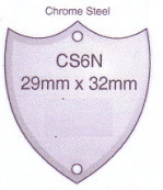 CS6N 29mm x 32mm Annual Shields Chrome Steel (pre-drilled for pins) - Engravable & Gifts/Engraving Plates