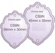 CS8N 39mm x 30mm Annual Shields Chrome Steel (pre-drilled for pins) - Engravable & Gifts/Engraving Plates
