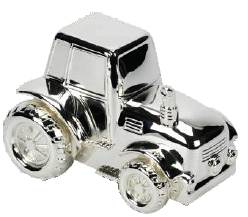R9909 Silver Plated Tractor Money Bank - Engravable & Gifts/Childrens Gifts