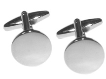 X2N9993 Plain Round Rhodium Plated Cufflinks with Gift Box - Engravable & Gifts/Gifts