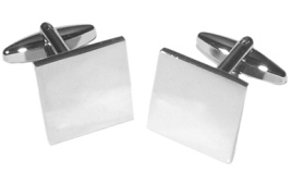 X2N9994 Plain Square Rhodium Plated Cufflinks with Gift Box