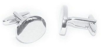 X2N9983 Plain Oval Rhodium Plated Deluxe Cufflinks with Gift Box - Engravable & Gifts/Gifts