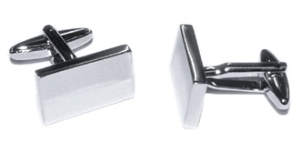 X2N9984 Plain Rectangular Rhodium Plated Deluxe Cufflinks with Gift Box - Engravable & Gifts/Gifts