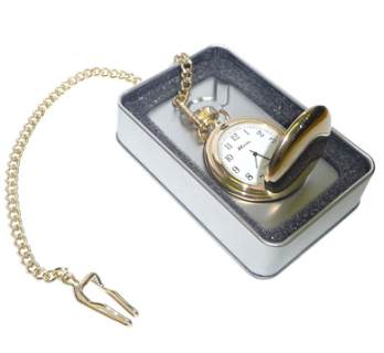 Golden Pocket watch in Display Box - Engravable & Gifts/Gifts