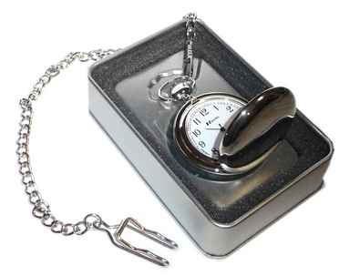 Silver Coloured Pocket Watch in Display Tin PW1S - Engravable & Gifts/Gifts