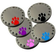 CRT-00070 Fashion Chrome Plated 30 mm Circle Pet Tag with Crystals - Engravable & Gifts/Pet Tags