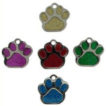 GLT-00010 Glitter Paw Shaped Pet Tag 27 mm - Engravable & Gifts/Pet Tags