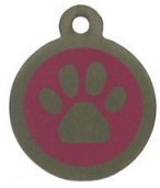 TAG-00040 Stainless Steel 25 mm Paw Print Pet Tag