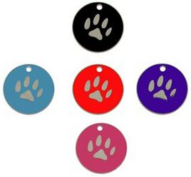 ENT-00120 Enamelled Designer Large Paw Pet Tags 32 mm - Engravable & Gifts/Pet Tags