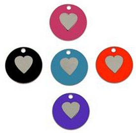 ENT-00121 Enamelled Designer Large Heart Pet Tags 32 mm - Engravable & Gifts/Pet Tags