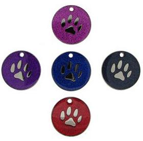 GLT-00050 Glitter Large Paw Pet Tag 32 mm - Engravable & Gifts/Pet Tags