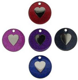 GLT-00051 Glitter Large Heart Pet Tag 32 mm - Engravable & Gifts/Pet Tags