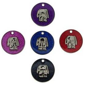 GLT-00052 Glitter Large Dog Face Pet Tag 32 mm - Engravable & Gifts/Pet Tags