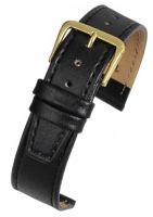 RX613S Watch Straps Leather Black Stitched Buffalo Grain Extra Long (Single)