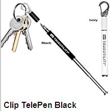 TU256 Black Clip Tele Pen - Engravable & Gifts/T.R.U.E. Utility Products