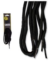 Worksite Laces 90cm Black Cord (12 pair) - Shoe Care Products/Shoe String Laces
