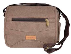 2542 Canvas Flap Over Bag with back & Front Zip Pockets