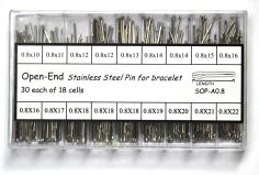 SP-1 Box Assorted Open End Steel Pins for Braclets (30 each 18 sizes)