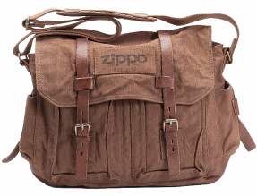 ..ZABG135 Zippo brown canvas bag with burnished leather trim (H28 x 35 x 11cm)