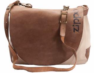 ..ZABG127 Zippo brown washed canvas bag with leather flap & trim (H39 x 32 x 15 cm
