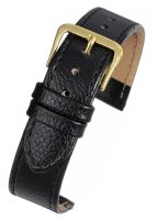 R613S Watch Straps Leather Black Stitched Buffalo Grain
