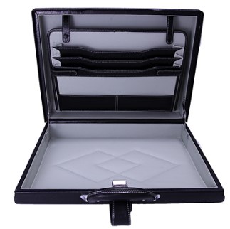 6919 Black Leather Grain PVC Rounded Executive Case - Leather Goods & Bags/Brief Cases