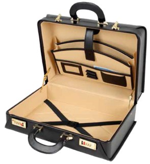 6925 Extra Large PVC Twin Handle Brief Case Black - Leather Goods & Bags/Brief Cases