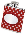 R9779 Red & White Spotted Ladies Flask 2.5oz - Engravable & Gifts/Flasks