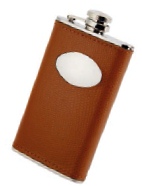 R3394 Flask 4oz Tan Genuine Leather & Funnel in Display Box