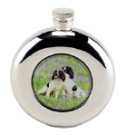 R3240 Round Coinston Flask with Spaniel Stainless Steel (Use R3110 + Badge)