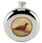 R3241 Round Coinston Flask with Grouse Stainless Steel (Use R3110 + Badge) - Engravable & Gifts/Flasks