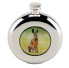 R3242 Round Coinston Flask with Hare Stainless Steel (Use R3110 + Badge) - Engravable & Gifts/Flasks