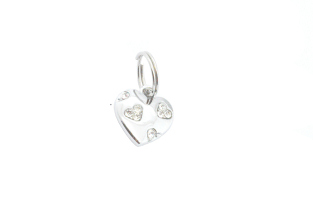 PC03 Pet Charm with Heart 3 Diamante - Engravable & Gifts/Pet Charms