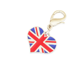 PC15 Pet Charm with Union Jack Heart - Engravable & Gifts/Pet Charms