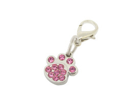 PC22 Pet Charm Crystal Paw Pink - Engravable & Gifts/Pet Charms