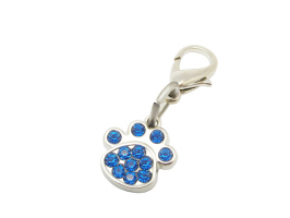 PC23 Pet Charm Crystal Paw Blue - Engravable & Gifts/Pet Charms