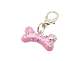 PC28 Pet Charm Crystal Bone Pink - Engravable & Gifts/Pet Charms