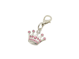 PC34 Pet Charm with Crystal Crown Pink - Engravable & Gifts/Pet Charms