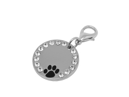 PC36 Pet Charm Diamante with Paw Print - Engravable & Gifts/Pet Charms