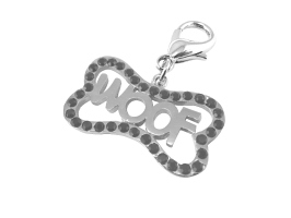 PC39 Pet Charm Woof Pewter Crystal - Engravable & Gifts/Pet Charms