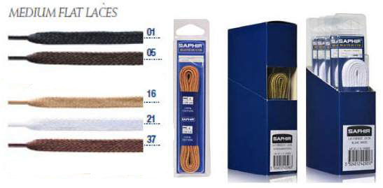 Saphir Laces 60cm Medium Flat Blister Pack (6 pair) - SAPHIR Shoe Care/Laces