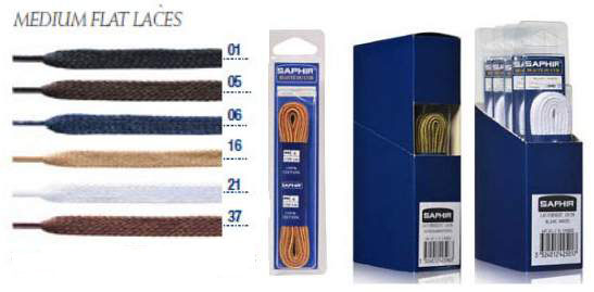 Saphir Laces 120cm Medium Flat Blister Pack (5 pair) - SAPHIR Shoe Care/Laces