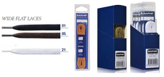 Saphir Laces 180cm Wide Flat Blister Pack (4pair)
