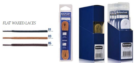 Saphir Laces 75cm Waxed Flat Blister Pack (6pair)