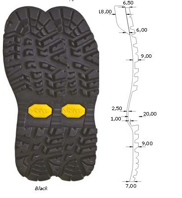 Vibram 1202 Foura Sole Unit Black (Pair) - Shoe Repair Materials/Units & Full Soles