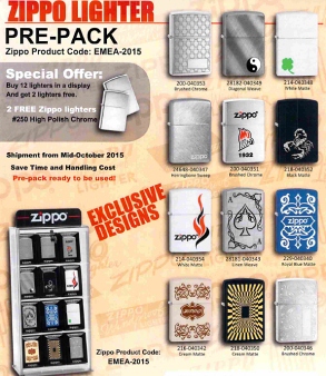 Zippo Lighter Prepack Display Stand EMEA-2015
